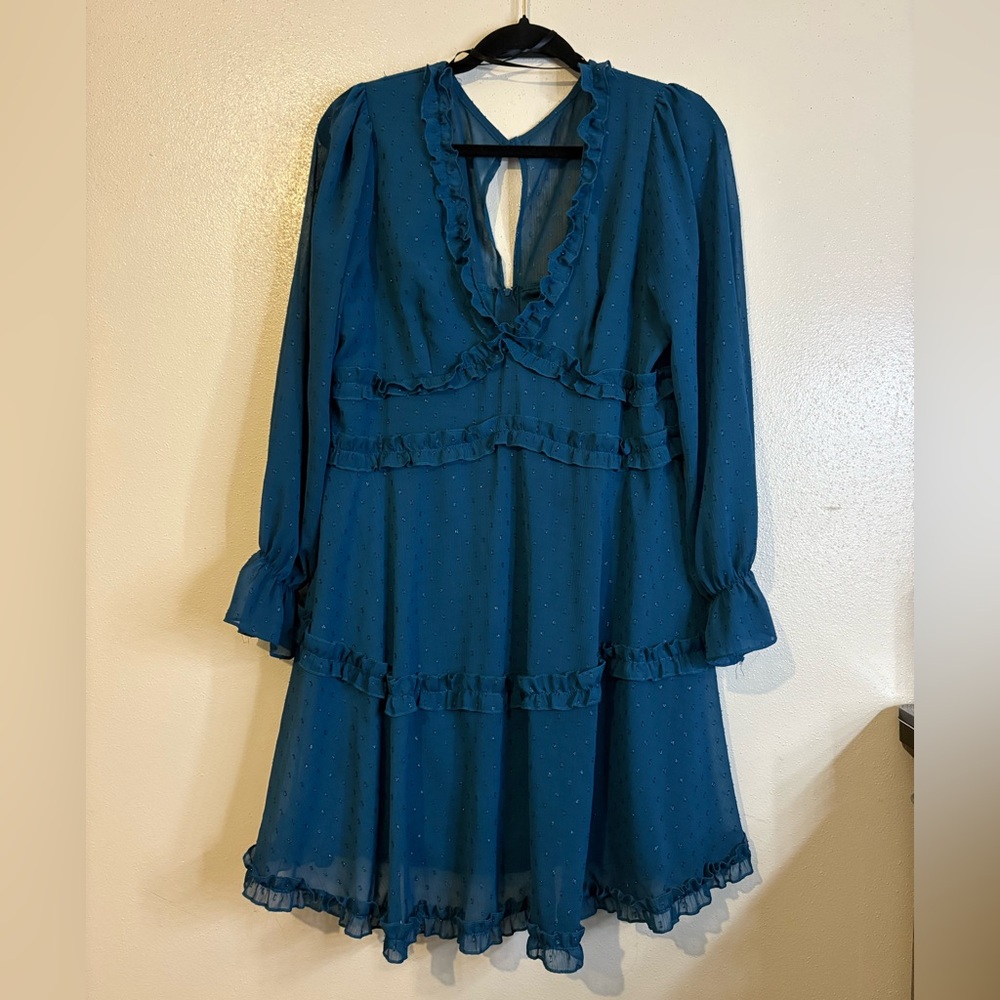 B Darlin Blue Ruffle Dress